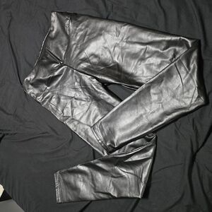 Faux Leather Black Leggings, Medium